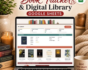 Reading Journal & Digital Book Tracker | Google Sheets Library, Reading Log, TBR