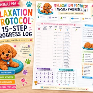 Puppy Relaxation Protocol Log Printable, Dog Training Tracker PDF, 15 Step Calm Training Chart, New Puppy Planner, Dog Trainer Printable