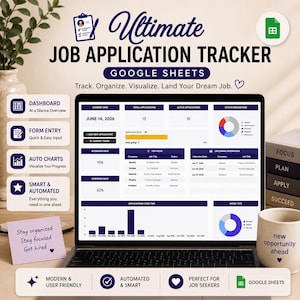 Job-Tracker Google Sheets Automatisiertes Dashboard Jobsuche-Tracker Interview-Tracker Kalkulationstabellenvorlage Karriereplaner