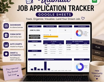 Job Application Tracker Google Sheets Automated Dashboard Job Search Tracker Interview Tracker Spreadsheet Template Career Planner