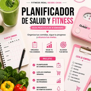 Planificador Salud Fitness | Planificador Semanal Comidas, Hábitos y Seguimiento de Peso (Pobierz PDF)