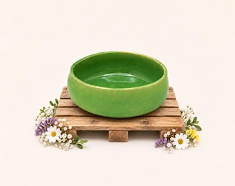 Shallow Ceramic Bowl, Dip Bowl, Ceramic Snack Bowl, Mantelpiece Decor, Green Pottery Bowl, Small Ceramic Dish
