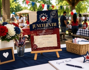 Juneteenth Celebration Flyer Template | Editable Canva Invitation | Cookout Invite | Neighborhood Block Party Flyer
