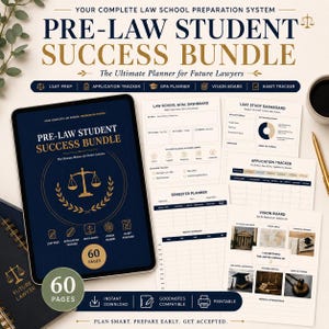 Pre-Law Planner | LSAT Study Tracker | Law School Application Organizer | Future Lawyer Planner | Law School Prep Bundle