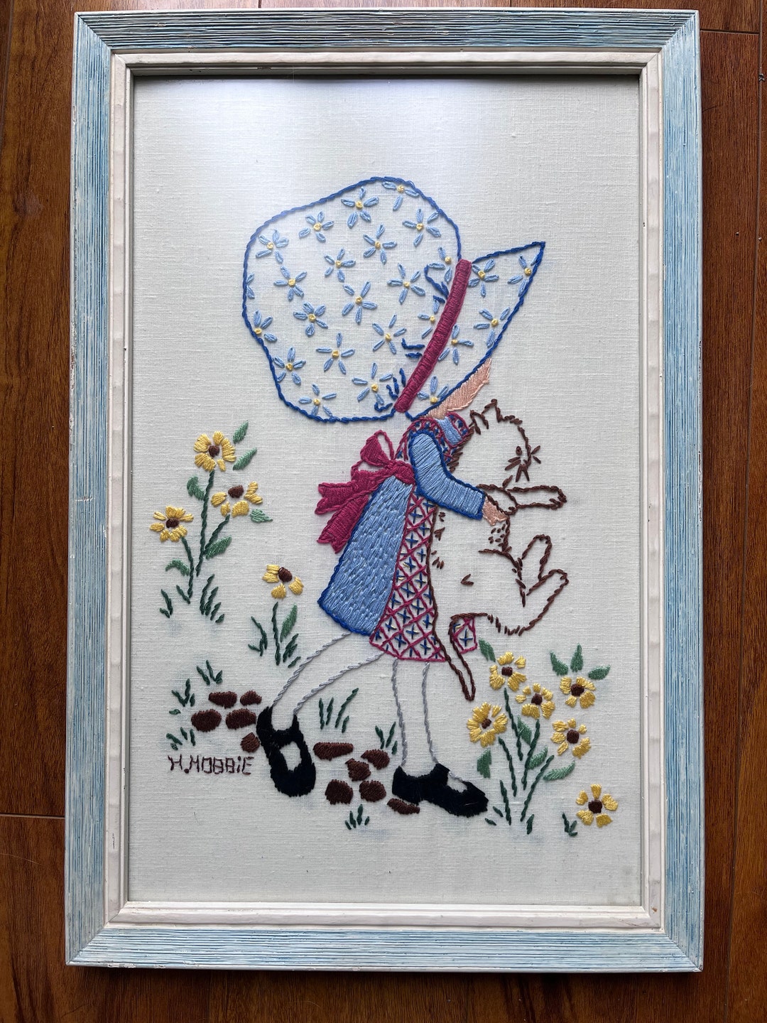 Vintage Holly Hobbie Needlepoint Picture Etsy