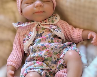 13 Inch Reborn Full Body Silicone Baby Girl Doll, Realistic Sleeping Newborn Sculpt