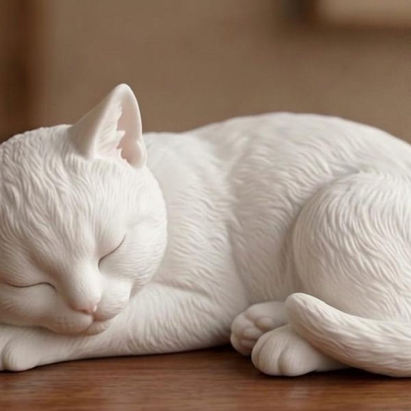 Realistisk 3D-utskriven kattfigur i STL, dekorativ kattskulptur, digital djurkonst, djurdekor i STL