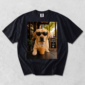 Funny Labrador Coffee Shirt, Yellow Lab Mom Tee, Iced Coffee Dog Shirt, Labrador Lover Gift, Comfort Colors Dog T-Shirt