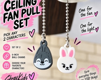 Stray Kids SKZOO Deckenventilator-Set | Wähle 2 Charaktere (Ventilator & Lampe) | Wohnaccessoires | STAY Gifts