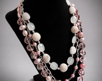 Blush Pink Multi-Strand Statement Necklace