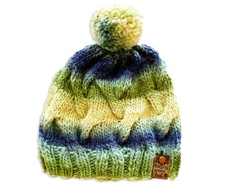 handgebreide hoed met pom-pom
