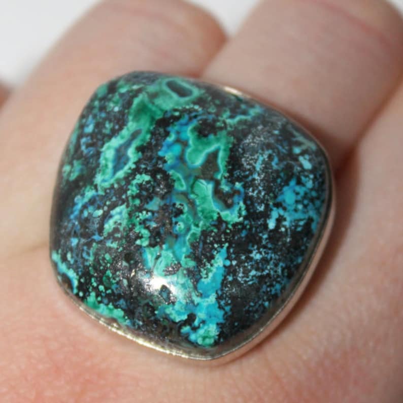 Chrysocolla malachite ring