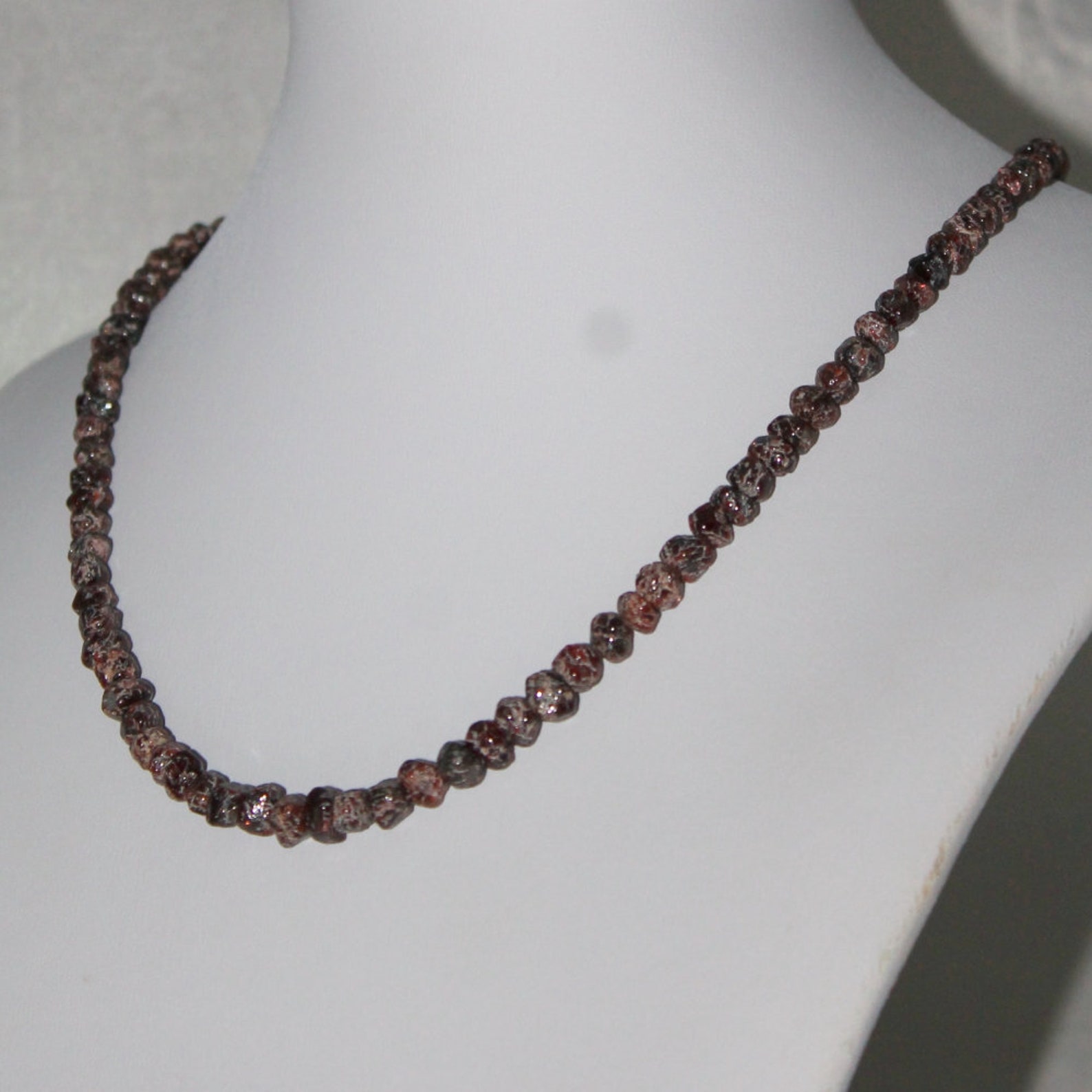 Almandine garnet beaded necklace Genuine raw garnet beads | Etsy