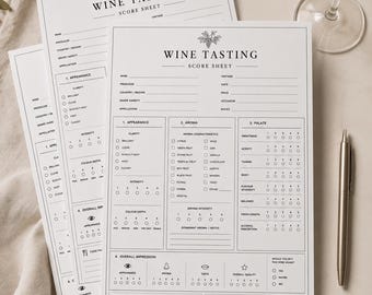 Professional Wine Tasting Score Sheet | Blind Tasting Notes PDF (A4, US Letter)