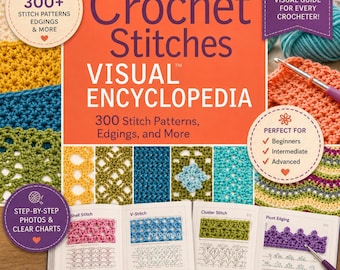 Dictionnaire des points de crochet (PDF) | Plus de 300 modèles de points de crochet | Guide visuel des points | Bordures, motifs, dentelle, crochet tunisien et jacquard