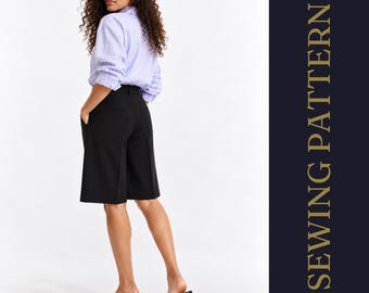 Patron de couture pour short culotte bermuda femme (téléchargement PDF) | Short tailleur | Patron de culotte | Short d'été | Projet de couture facile