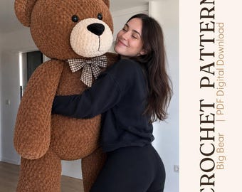 Modèle PDF au crochet d'un grand ours en peluche, peluche amigurumi géante, tutoriel pour animal en peluche surdimensionné