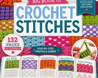 Guide des points de crochet (PDF, 132 pages) : tutoriels, techniques, bordures et dictionnaire numérique des points de crochet.