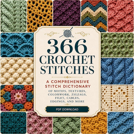 Crochet Stitch Dictionary Guide PDF | Crochet Reference Book | Stitch Pattern Collection | Crochet Techniques & Textures