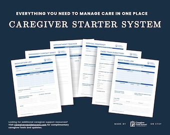 Caregiver Starter System | Medical Binder Forms, Medication Log (PDF Download)