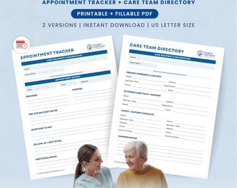 Caregiver Appointment Tracker & Care Team Directory | Medical Binder Forms (PDF Download)