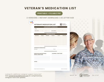 Medication List | Medication Tracker | Caregiver Medical Binder | Elder Care Organizer | PDF Download