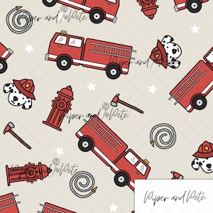 Fire Truck Seamless Pattern, Firefighter Seamless, Fire Engine Sublimation, Truck Pattern, Design for Sublimation
