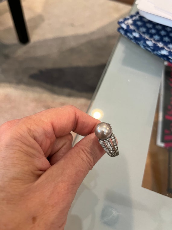 Champaign pearl rhinestone ring - image 1