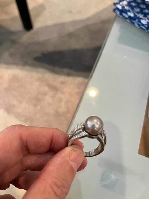 Champaign pearl rhinestone ring - image 2