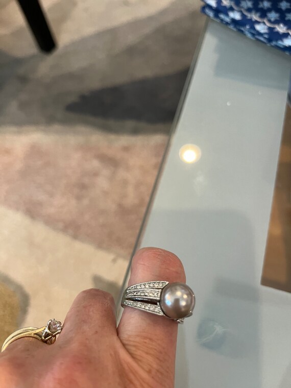 Champaign pearl rhinestone ring - image 5