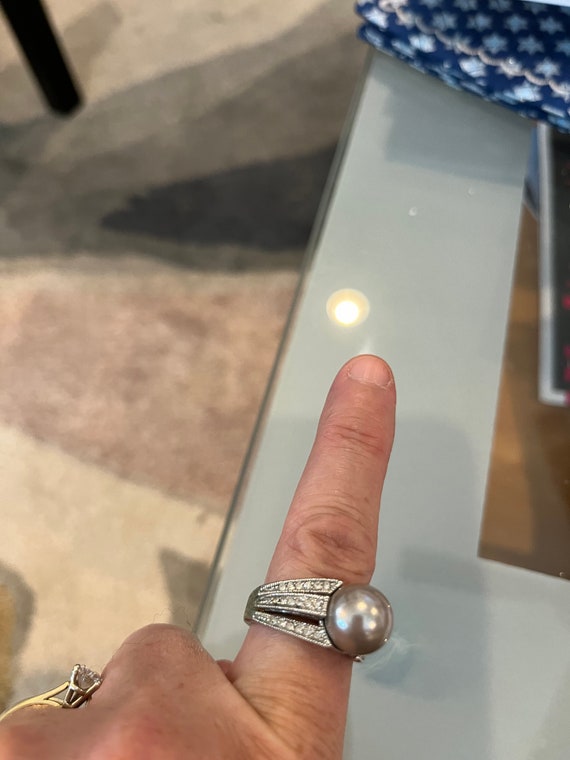 Champaign pearl rhinestone ring - image 4