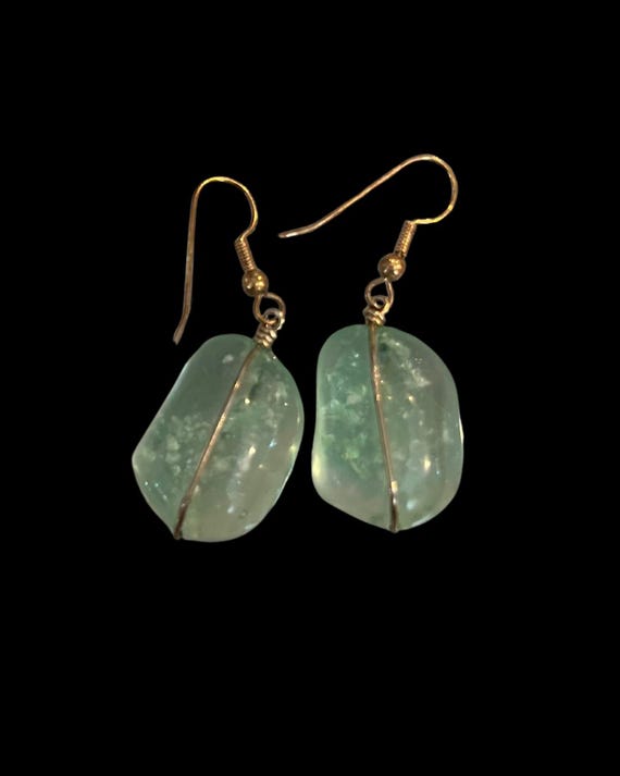 Handcrafted Green Fluorite Statement Earrings – L… - image 1