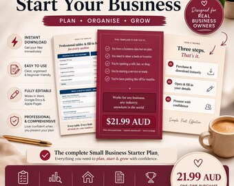 Modello di business plan digitale / Piano di avvio per piccole imprese / Documento Word modificabile / Pianificatore per startup / Download immediato