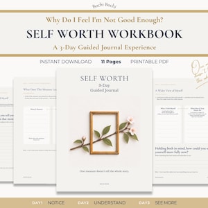 Self Worth Workbook | Guided Journal for Feeling Not Good Enough | Printable PDF