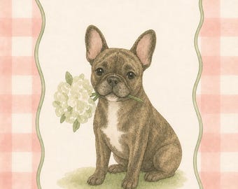 French Bulldog Nursery Print, Watercolor Dog Art, Cottage Core (Digital Download)
