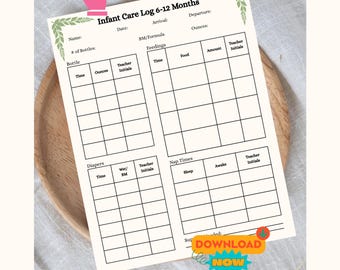 Baby Daily Report Printable, 6-12 Month Daycare Tracker Editable Canva Template PDF Download