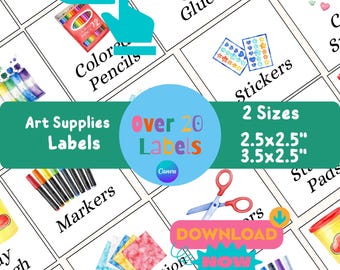 Art Shelf Labels for Childcare with Pictures, Printable Daycare Bin Organization, Editable Classroom Storage