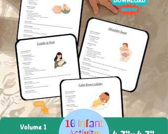 Infant Music Movement Cards Printable, Baby Development Activities, Daycare Learning Bundle PNG