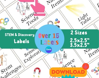 STEM Labels for Science Classroom Decor Printable, Early Childhood Education Prints, Reggio Emilia Daycare