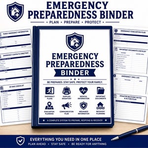Emergency Preparedness Binder | Family Disaster Planner (PDF Download)