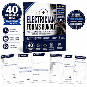 Electrician Forms Bundle | Professional Contractor Work Orders, Invoices, Inspections (Printable PDF)