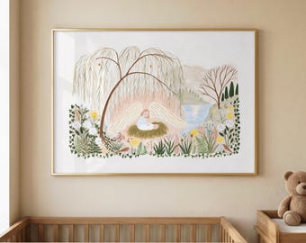 Guardian Angel Baby Nursery Wall Art | Christian Nursery Print
