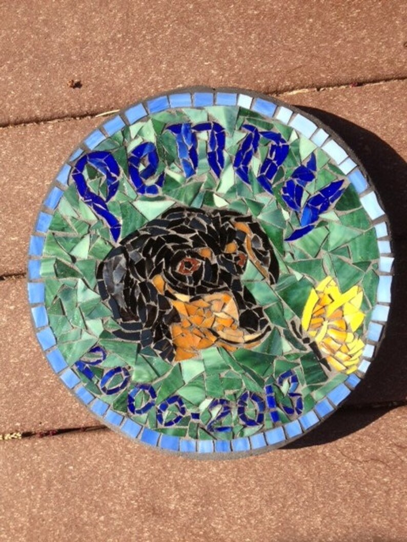 Custom Order Pet Portrait Mosaic Stepping Stone image 1