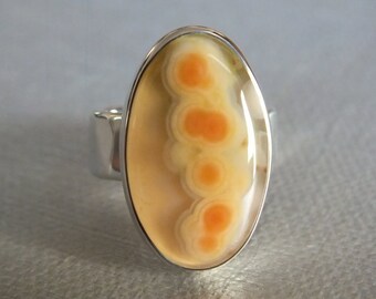 Orby Translucent 3D Ocean Jasper Sterling Silver Ring Handmade James Blanchard Size 7 Free Sizing