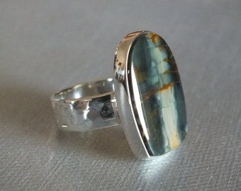 Rare Blue Morrison Ranch Jasper Morrisonite Sterling Silver Ring Handmade Metalsmith James Blanchard Size 9 Free Sizing