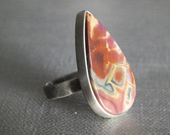 Abstract Jasper Sterling Silver Ring Size 8 James Blanchard Free Sizing