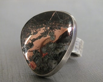 Native Copper Sterling Silver Handmade Ring James Blanchard Size 7 1/2 wide Free Sizing