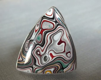 Collector Old School Fordite Detroit Sterling Silver Ring Metalsmith James Blanchard Size 9.25 Free Sizing