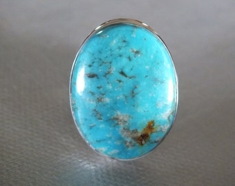 Outstanding Old Morenci Turquoise Sterling Silver Ring Size 8 Handmade Metalsmith James Blanchard