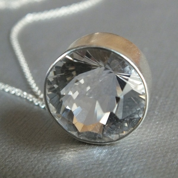 Natural Clear Quartz Faceted Sterling Silver Handmade Pendant Metalsmith James Blanchard